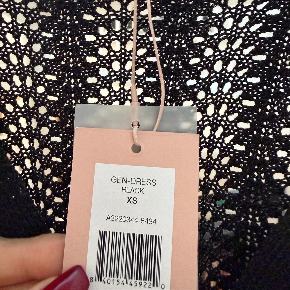 Alexis Black Long-Sleeve Crochet Wrap-Style Dress - Picture 3 of 4